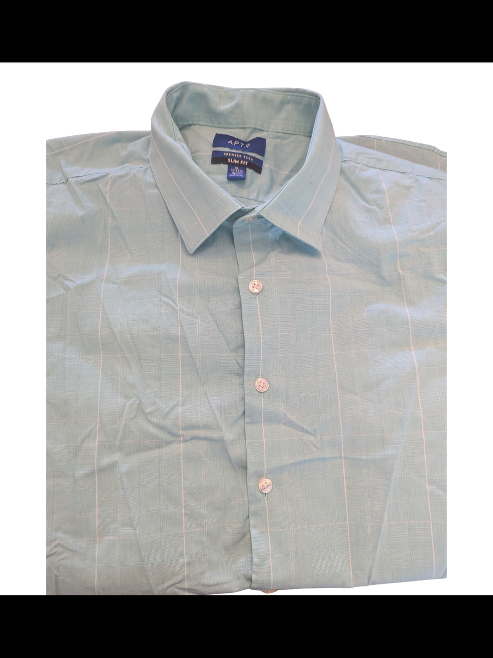 EUC Apt 9 Mens XL Mint Check Long Sleeve Button Up Shirt Slim Fit Premier Flex